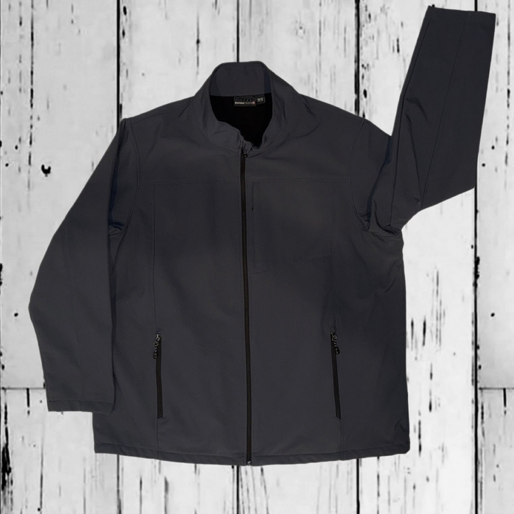 Swiss Tech XXL Men’s Gray Zip-Up Softshell Jacket Water-Resistant